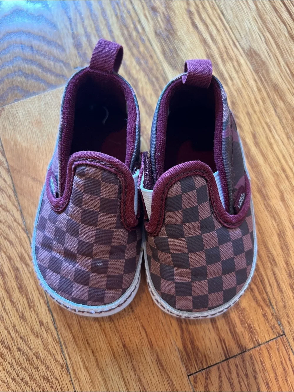 Baby Slip-On Checkerboard Vans Sneakers - Burgundy